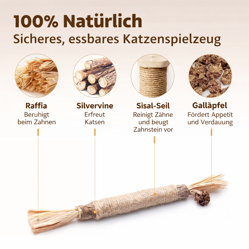 FurJoy™ Natur-Katzenspielzeug – Interaktiver Kaustab für aktive Stubentiger